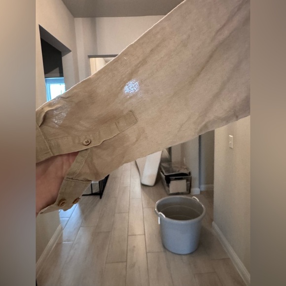 Aritzia (Babaton) Brown/Flax Linen blend Button-up Shirt - M - Never Worn - Picture 10 of 14